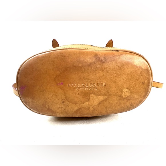 Dooney Bourke Vintage Brown Cotton Small Bucket Shoulder Bag Brown Leather Trim - Picture 5 of 12